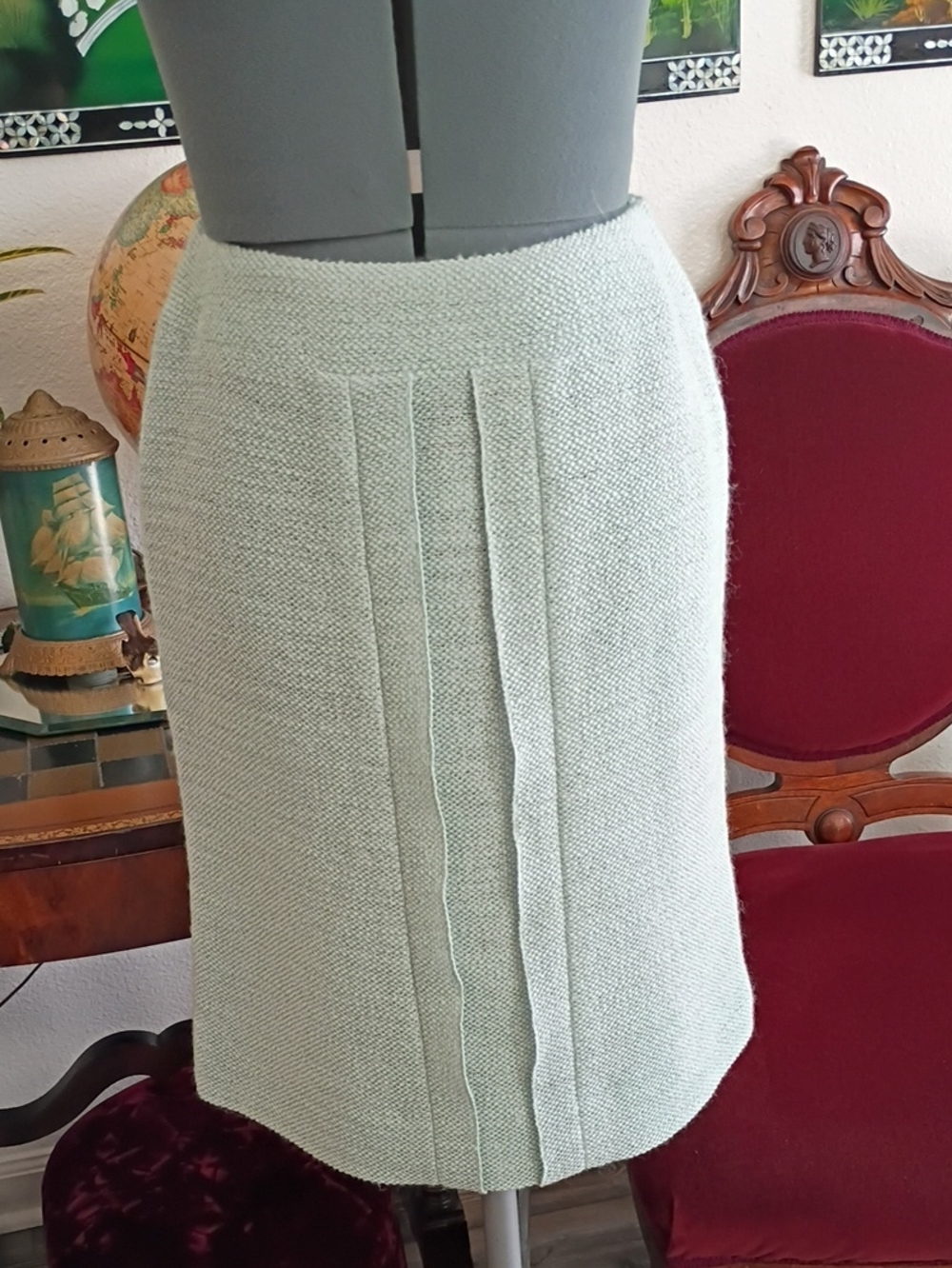 Chanel Teal Tweed Skirt Size Small